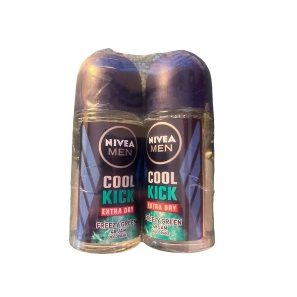 Nivea Men Cool Kick Extra Dry Deodorant 48 Jam Freezy Green 50ml‎ 2-Pack